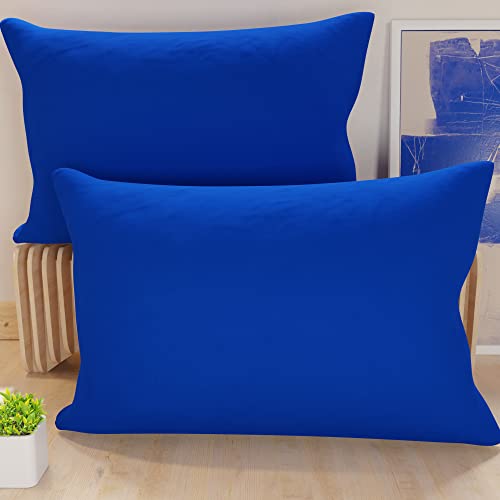 PETTI Artigiani Italiani - Pair of Pillowcases 50x30 cm in Microfiber, Bedroom Cushions, Sofa, Set of 2 Cushion Covers, Solid Blue Pillowcase, 100% Made in Italy