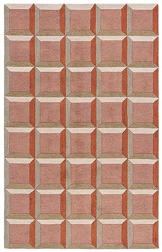 Safavieh Modern Rug for Living Room, Dining Room, Bedroom - Genre Collection, Short Pile, in Red and Beige, 65 x 300 cm