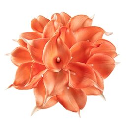 DuHouse 20Pcs Artificial Calla Lily Flower Real Touch Latex Flowers for DIY Wedding Bouquet Party Home Decor (Coral)