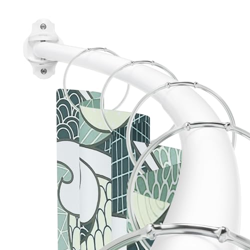Mcrbeay Curved Shower Curtain Rod, Adjustable 40-72 inches Extra Wide Curved Shower Rods for Bathroom, Rust proof Shower Rod, Stainless Steel Curved Curtain Rod for Shower, Bathtub, White