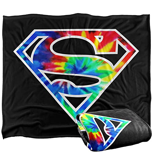 SUPERMAN Tie Dye Logo Officially Licensed Silky Touch Super Soft Throw Blanket 152 x 127 cm