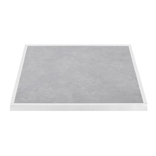 Bolero Light Grey Stone Effect Tempered Glass Square Outdoor Table Top with White Trim - 700 mm, Size: 38(H) x700(W) x700(L) mm, Tabletop Suitable for Indoor & Outdoor Use, FU514