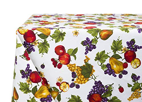 BIANCHERIAWEB Kitchen Tablecloth 140 x 180 cm with Grape Design RP Made in Italy Table Cover in 100% Cotton