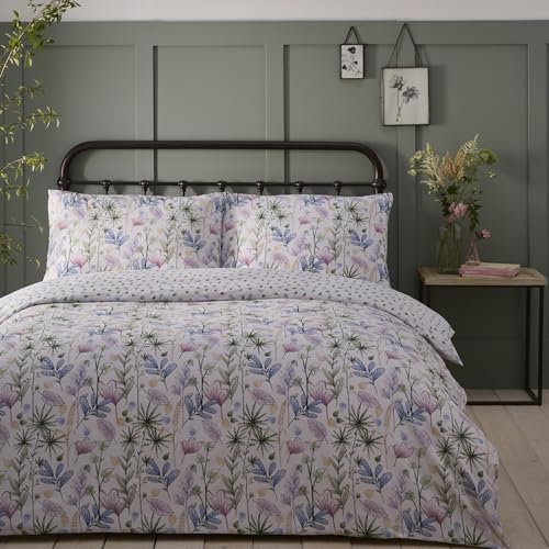 Portfolio Home Kew Floral Pink Single Reversible Soft Easy Care Bed Linen Bedding Duvet Cover Quilt Set With Pillow Case