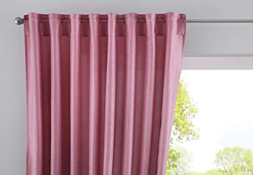 Gardinenbox Cationic Jena Opaque Linen Look Curtain Mottled Curtain Tape with Tie Backs, 100% Polyester, Antique Pink, H x W 250 x 140 cm