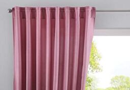 Gardinenbox Cationic Jena Opaque Linen Look Curtain Mottled Curtain Tape with Tie Backs, 100% Polyester, Antique Pink, H x W 250 x 140 cm