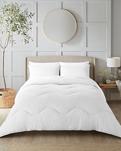 Night Lark Coverless Duvet and Pillowcase Set, Seersucker Collection – Coverless Duvet Super King Size 4.5 Tog Washable with Advanced Smartfil® Fibre, Hypoallergenic – Polar White, Super King Bed Size