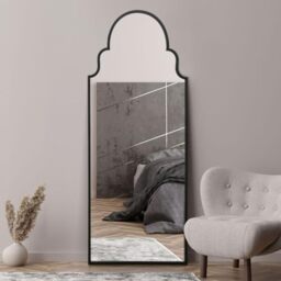 "MirrorOutlet The Arcus - Black Framed Modern Full Length Arched Leaner Wall Mirror 71"" X 28"" (180CM X 70CM) Silver Mirror Glass with Black All weather Backing.…"