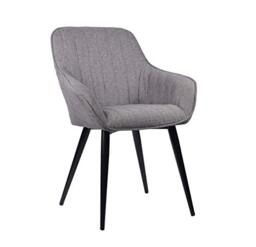 Set Of 2 Windsor Modern Accent Chairs/Arm Chairs/Dining Chairs,Grey Fabric Seat And Black Legs