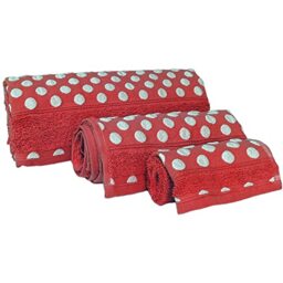 WELL HOME MOBILIARIO & DECORACIÓN Set of 3 Terry Cotton Bath Towels 450 gr/m2, 50 x 30, 100 x 50, 150 x 100 cm, Burgundy from the Topaz Collection