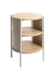 HAKU Side Table Round Side table bedSide table natural Oak cashmere grey MDF Metal round coffee table – Dimensions: H 60 x Ø 44 cm Style: Modern