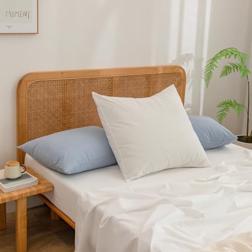 BESTOUCH Washed Cotton Pillowcases Linen Feel Off White Euro - 100% Washed Cotton, Linen Feel, Soft Wrinkle Texture, Envelope Closure, Breathable Lightweight Durable Comfy, 2 Pcs No Insert