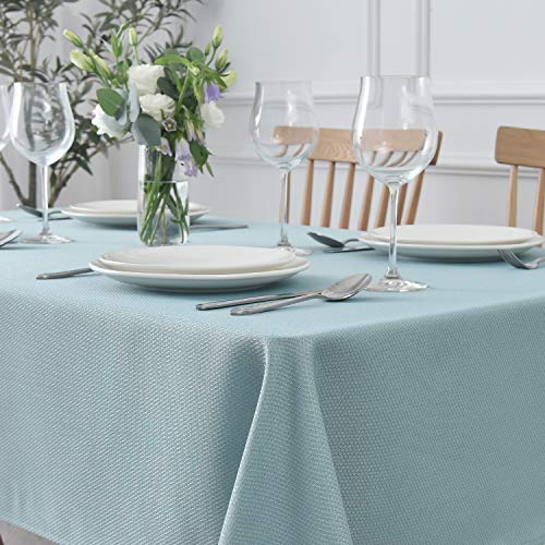 maxmill Square Jacquard Tablecloth Water Resistance Antiwrinkle Spill Proof Textured Table Cloth, Fabric Table Cover for Buffet Banquet Parties Event Holiday Dinner, 70 x 70 Inch, Dusty Blue