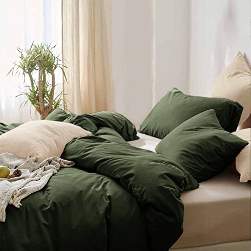 ETDIFFE Dark Green King Size Comforter, 3pc Soft Farmhouse Olive Bedding Set & Collection, Lightweight All Season Microfiber Down Alternative Bed Comforter with 2 Pillow Shams for Women Men