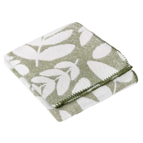 furn. Wylder Hazel Throw – Soft Reversible Woven Botanical Leaf Decorative Blanket (Olive - 130x180cm)