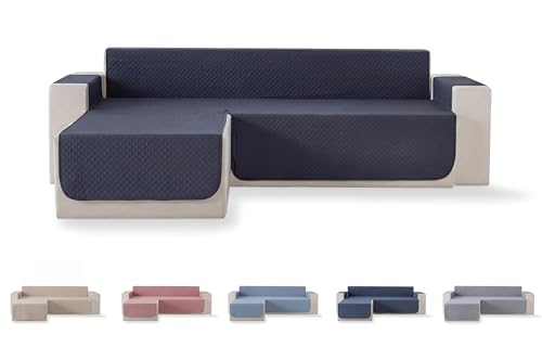 Todocama Sofa Cover, Sofa Cover, Quilted Rhombus Protector, Breathable, Easy to Clean, (Dark Grey, Left Chaise 240 cm)