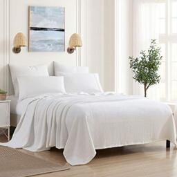 Sweet Home Collection 100% Fine Cotton Luxurious Basket Weave Blanket, White Full/Queen