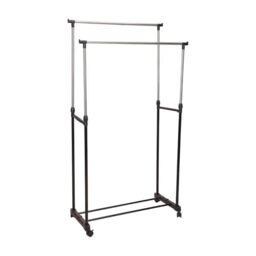 Well Home Clothes Rack with Wheels with 2 Reinforced Bars and Metal Frame H.90-160 cm