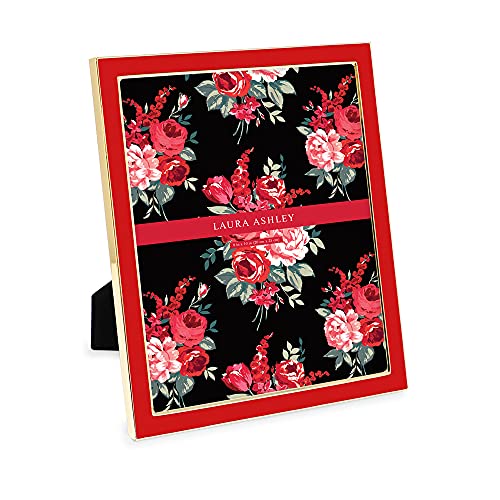 Laura Ashley 8x10 Red Enamel Picture Frame, Gold Metal Edge with Easel, for Countertop, Counterspace, Tabletop Display, Bookshelf, Desk, Wall Décor, Photo Gallery (8x10, Red W/Gold)