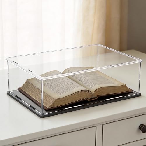 HOPEME Display Case for Book & Stamps, Flat Acrylic Box for showcaseing Coins, Cards, Photos, Album, Jewellery, Books and Collectibles 13 (L) ?? 13(W) ?? 5 (H) inch