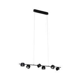 Paulmann 79773 LED Pendant luminaire Puric Pane 6x350lm 3-Step-Dim Height Adjustable incl. 6x4.5 watt dimmable Pendant luminaire Black Metal 2700K