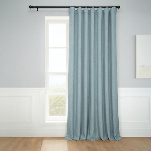 HPD Half Price Drapes Extrawide Room Darkening Curtains for Living Room 100 X 96 Faux Linen, BOCH-LN18537-96-DW (1 Panel) Sea Thistle