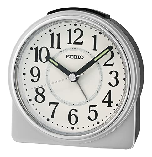 Seiko UK Limited - EU QHE198S Alarm Clock, Silver & Black, Rund