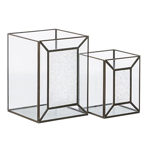 Gold Glass Candle Holder Metal 22 x 22 x 29 cm (2 Units)