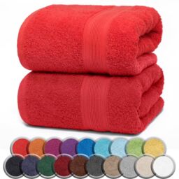 NatureMark Pack of 2 Sauna Towels/Bath Towels - Premium Quality 80 x 200 cm - Sauna Towel 100% Cotton - Colour: Red