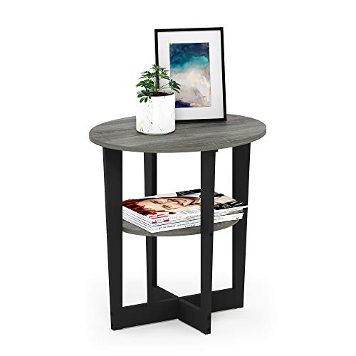 Furinno JAYA 2-Tier Round Side Table with Oval Tabletop, French Oak