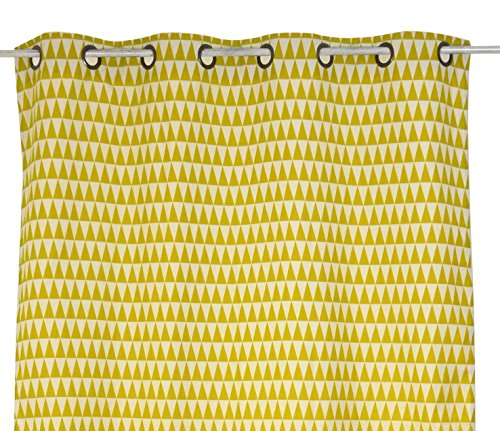 Linder Geometric Patterns Curtain with Eyelets Polyester 135 x 260 cm, Green, 135 x 260 cm