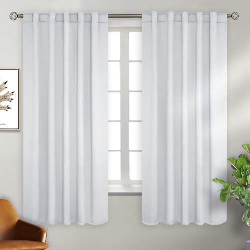 BGment Rod Pocket and Back Tab Blackout Curtains for Bedroom - Thermal Insulated Room Darkening Curtains for Living Room, 2 Window Curtain Panels (42 X 63 inch, Grayish White)