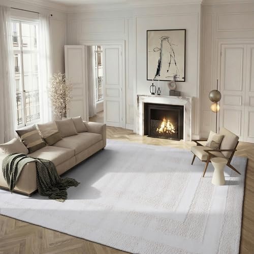 Safavieh Shag Rug for Living Room, Dining Room, Bedroom - Florida Shag Collection, High Pile, in Creme and Creme, 244 X 305 cm