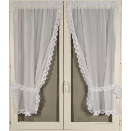 HomeMaison.com Good Woman Curtains with Macrame Edge White 95 x 160 cm