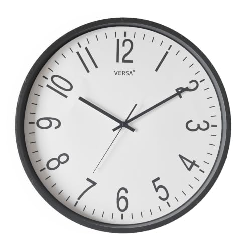 Versa Raven Wall Clock, New Mechanism and Improved Quality, Silent and Decorative, for Kitchen, Living Room or Dining Room ??? Measures (H x L x W) 50 x 2 x 50 cm, Polypropylene, Black and White