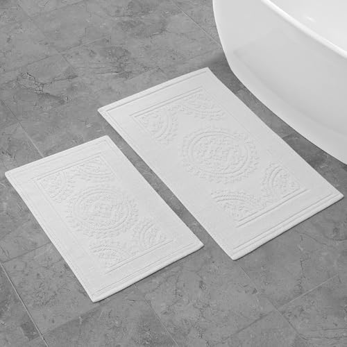 Jean Pierre New York Cotton StoneWash Medallion 17x24/20x32 in. 2-Piece Bath Rug Set, White