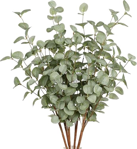 "VGIA 12 Pcs 27"" Eucalyptus Stems Greenery Stems Eucalyptus Leaf Spray in Green Silk Plastic Plants Floral Artificial Plants for Home Party Wedding Decoration"