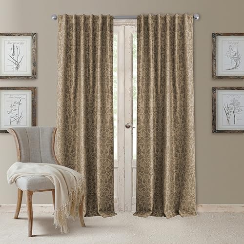 "Elrene Blackout Rod Pocket/Back Tab Window Curtain Panel, Fabric, Taupe, 52"" W x 84"" L (Pack of 1)"