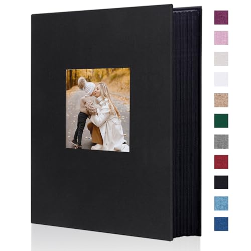 Artmag Fabric Photo Album 4x6 300 Large Capacity for Family Wedding Anniversary Linen Album Holds 300 Horizontal Photos (300 Pockets, Black)
