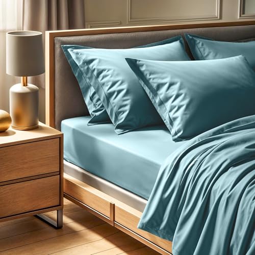 Premium Ranforce Double XL Fitted Sheet (140 x 200 + 30 cm) - 100% Cotton, 145 Thread Count, Mint Colour - Machine Washable at 30°C, Soft & Durable