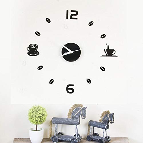 Acrylic Coffee Wall Clock Art Decals Home Decoration Living Bedroom Office D??cor DIY, Black