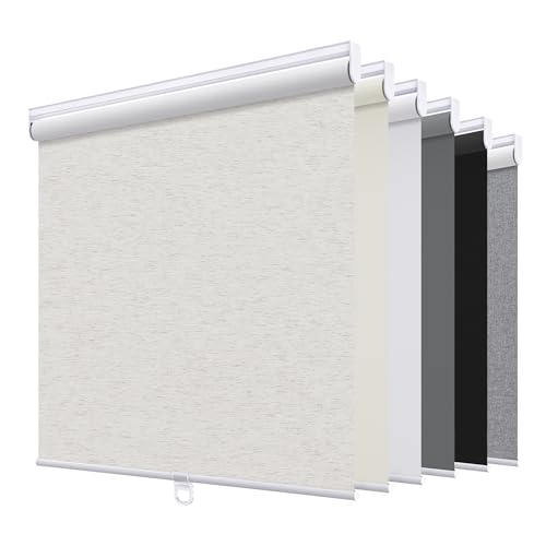 "Sunoff Blackout Roller Shades Blinds Cordless for Windows Pull Down Room Darkening Door Blinds with Thermal Insulated Easy to Install for Living Room,Bedroom,Home,Office Bathroom Beige 22"" W x 72"" H"