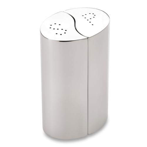 Grunwerg SP-1586M Condimates Mix & Match Interlocking Flavour Creators 2 Piece Salt & Pepper Shakers with Ceramic Gears, Mirror Finish, 15cm, Silver