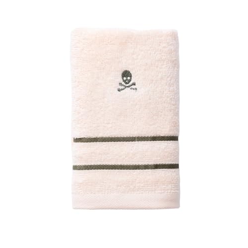 Scalpers Guest Towel Beige with Green Stripes 30x50cm 100% Cotton 470GSM Home