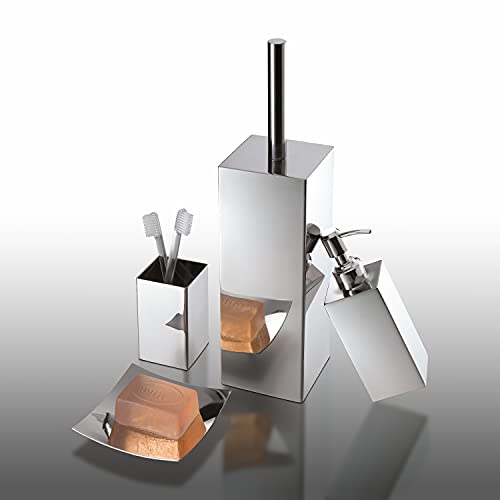 Gedy Perth 4-Piece Bathroom Accessory Set Made of Steel - 4-piece set made of stainless steel consisting of soap dispenser, toothbrush holder, soap holder and toilet brush