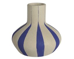 Decoris Blue and Warm White Terracotta Vase with 15.5cm Diameter and 15cm Height, One Size