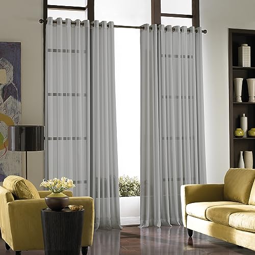 "Curtainworks Grommet Curtain Panel, Polyester, Silver, 59"" W x 132"" L (Pack of 1)"