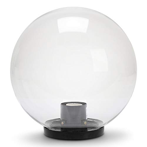 Velamp Garden Globe, 300mm Outdoor Lamppost, E27 Socket, LED Compatible, IP44 Waterproof, Sphere for Gardens, Parks, Condominiums, Terraces. Transparent