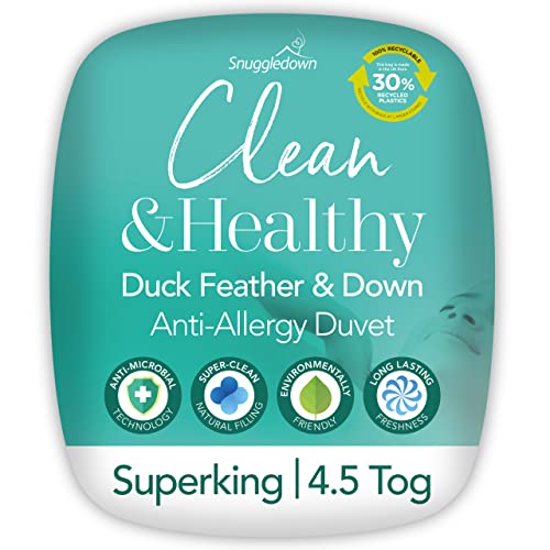 Snuggledown Clean and Healthy Duck Feather and Down Super King Duvet 4.5 Tog Summer Duvet Super King Size
