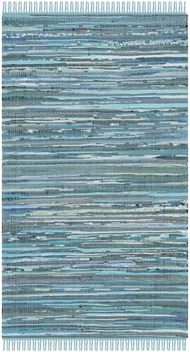 Safavieh Modern Indoor Flatweave Rectangle Area Rug, Rag Rug Collection, RAR121, in Blue / Multi, 91 X 152 cm for Living Room, Bedroom or Any Indoor Space
